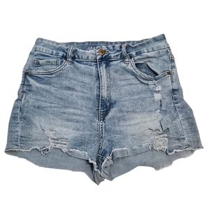 Aeropostale High Rise Midi Distressed Denim Shorts